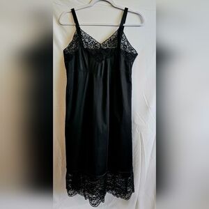 Vintage Black Fine Lingerie By Deena Lace Slip Dress Size 36 Average Length